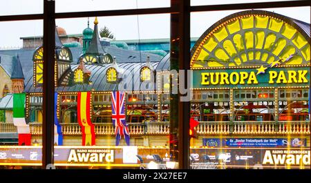 Rust, Deutschland - 19. April 2024: Der 24. Radio Regenbogen Award im Europa-Park mit allgemeiner Atmosphäre vom Parkeingang. Stockfoto