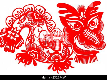 Papierschnitt Dragon Stockfoto