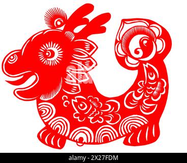 Papierschnitt Dragon Stockfoto