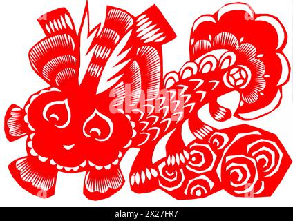 Papierschnitt Dragon Stockfoto