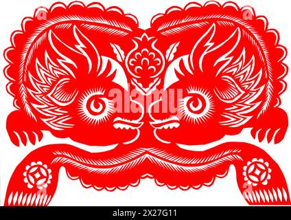 Papierschnitt Dragon Stockfoto