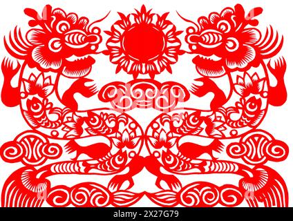 Papierschnitt Dragon Stockfoto