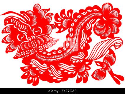 Papierschnitt Dragon Stockfoto