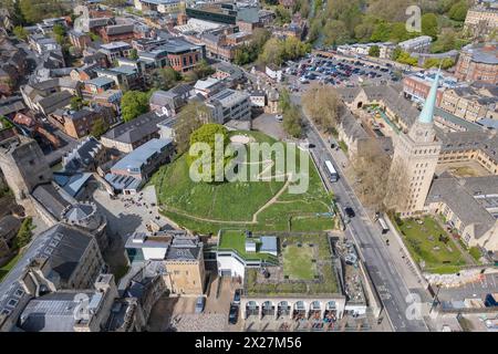 Luftaufnahme von Oxford Castle & Prison, Oxford, Großbritannien. Stockfoto