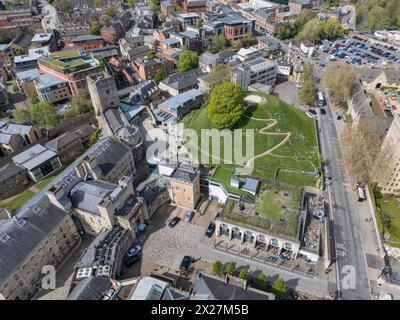 Luftaufnahme von Oxford Castle & Prison, Oxford, Großbritannien. Stockfoto