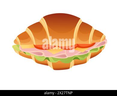 Leckeres Sub Sandwich mit Salat, Tomate, Fleisch und Käse köstliche Gericht Vektor Illustration isoliert auf weißem Hintergrund Stock Vektor