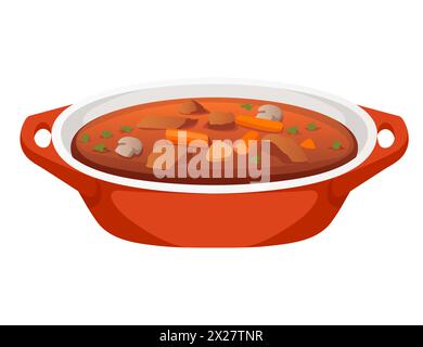 Leckeres Abendessen Gemüsesuppe köstliche Gericht Vektor Illustration lokalisiert auf weißem Hintergrund Stock Vektor