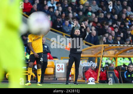 Molineux, Wolverhampton am Samstag, den 20. April 2024. Während des Premier League-Spiels zwischen Wolverhampton Wanderers und Arsenal in Molineux, Wolverhampton am Samstag, den 20. April 2024. (Foto: Gustavo Pantano | MI News) Credit: MI News & Sport /Alamy Live News Stockfoto