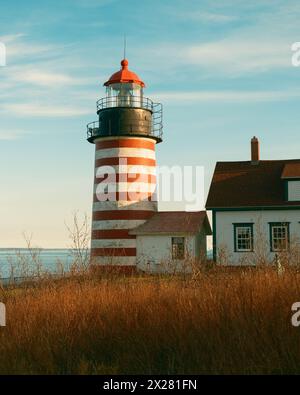 West Quoddy Head Leuchtturm, Lubec Maine Stockfoto