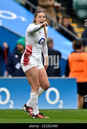 Twickenham, Vereinigtes Königreich. April 2024. PGuiness Womens sechs Nationen. England V Irland. Twickenham Stadium. Twickenham. Jess Breach (England) während des England gegen Irland Guinness Womens Six Nations Rugby Match. Quelle: Sport In Pictures/Alamy Live News Stockfoto