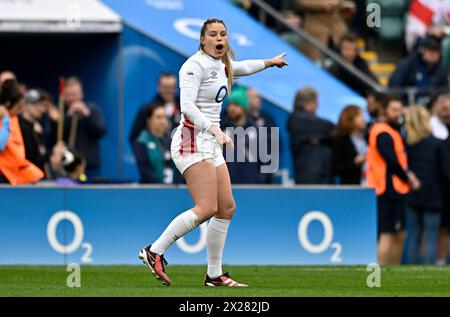 Twickenham, Vereinigtes Königreich. April 2024. PGuiness Womens sechs Nationen. England V Irland. Twickenham Stadium. Twickenham. Jess Breach (England) während des England gegen Irland Guinness Womens Six Nations Rugby Match. Quelle: Sport In Pictures/Alamy Live News Stockfoto