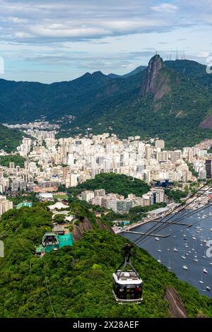 Eine Luftaufnahme der Stadt Rio de Janeiro vom Sugarloaf Mountain, Rio de Janeiro, Bundesstaat Rio de Janeiro, Brasilien. Stockfoto
