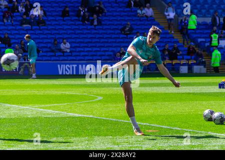 Cardiff, Großbritannien. April 2024. David Brooks aus Southampton während des Vorspiels beim EFL Skybet Championship Match, Cardiff City gegen Southampton im Cardiff City Stadium in Cardiff, Wales am Samstag, den 20. April 2024. Dieses Bild darf nur für redaktionelle Zwecke verwendet werden. Nur redaktionelle Verwendung, Bild nach Credit: Andrew Orchard Sportfotografie/Alamy Live News Stockfoto