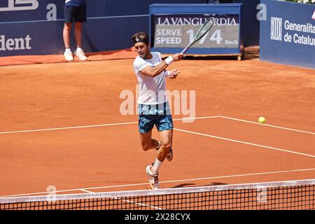 Barcelona, Spanien. April 2024. Tomas Martin Etcheverry (ARG), APRIL20, 2024 - Tennis: Etcheverry im Einzelspiel gegen Casper Ruud beim Barcelona Open Banc Sabadell Tennis Turnier im Real Club de Tenis de Barcelona in Barcelona, Spanien. Kredit: Mutsu Kawamori/AFLO/Alamy Live News Kredit: Aflo Co. Ltd./Alamy Live News Stockfoto