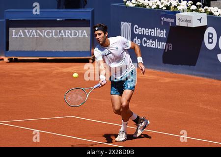 Barcelona, Spanien. April 2024. Tomas Martin Etcheverry (ARG), APRIL20, 2024 - Tennis: Etcheverry im Einzelspiel gegen Casper Ruud beim Barcelona Open Banc Sabadell Tennis Turnier im Real Club de Tenis de Barcelona in Barcelona, Spanien. Kredit: Mutsu Kawamori/AFLO/Alamy Live News Kredit: Aflo Co. Ltd./Alamy Live News Stockfoto
