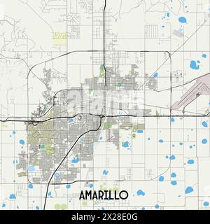 Amarillo Texas USA Karte Poster Kunst Stock Vektor