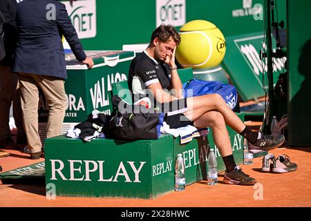 Paris, Frankreich. April 2024. Casper Ruud während des Rolex Monte-Carlo Finales ATP Masters 1000 Tennis am 14. April 2024 im Monte Carlo Country Club in Roquebrune Cap Martin, Frankreich bei Monaco. Quelle: Victor Joly/Alamy Live News Stockfoto
