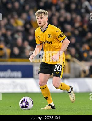 Wolverhampton, Großbritannien. April 2024. Tommy Doyle von Wolverhampton Wanderers in Aktion, während des Premier League-Spiels Wolverhampton Wanderers gegen Arsenal in Molineux, Wolverhampton, Vereinigtes Königreich, 20. April 2024 (Foto: Cody Froggatt/News Images) in Wolverhampton, Vereinigtes Königreich am 20. April 2024. (Foto: Cody Froggatt/News Images/SIPA USA) Credit: SIPA USA/Alamy Live News Stockfoto