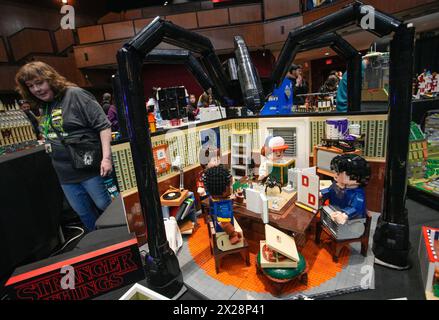 Richmond, Kanada. April 2024. Eine LEGO-Kreation ist auf der BrickCan LEGO-Ausstellung im River Rock Theatre in Richmond, British Columbia, Kanada, am 20. April 2024 zu sehen. Quelle: Liang Sen/Xinhua/Alamy Live News Stockfoto