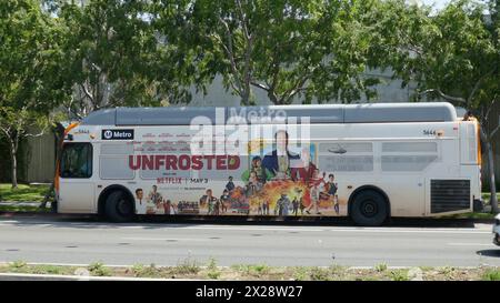Los Angeles, Kalifornien, USA 20. April 2024 Unfrosted Bus am 20. April 2024 in Los Angeles, Kalifornien, USA. Foto: Barry King/Alamy Stock Photo Stockfoto