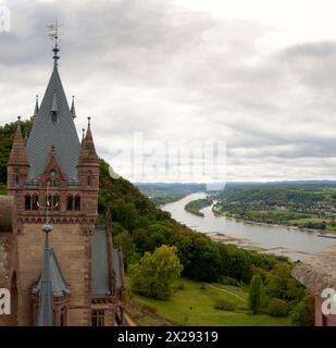 Besuch der Burg Drachenfels in Deutschland Stockfoto