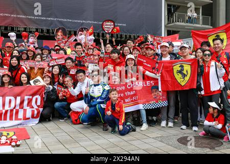Shanghai, China. April 2024. Fans von LECLERC Charles (mco), Scuderia Ferrari SF-24, Porträt während des Formel 1 Lenovo Chinase Grand Prix 2024, 5. Runde der Formel-1-Weltmeisterschaft 2024 vom 19. Bis 21. April 2024 auf dem Shanghai International Circuit in Shanghai, China - Foto DPPI Credit: DPPI Media/Alamy Live News Stockfoto