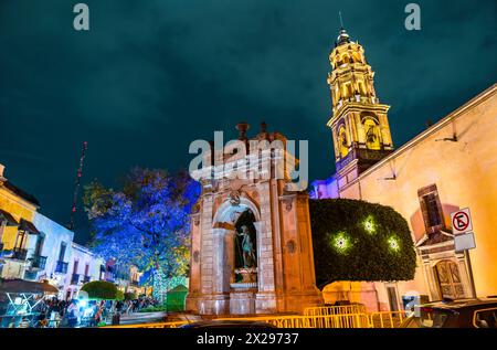 Neptunbrunnen in der Altstadt von Santiago de Queretaro, UNESCO-Weltkulturerbe in Mexiko Stockfoto