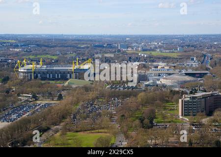 Blick von oben auf die Stadt Dortmund Stockfoto