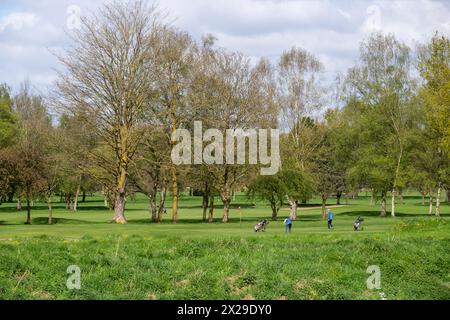 Golfplatz am Fluss Mersey in South Manchester, England. Stockfoto