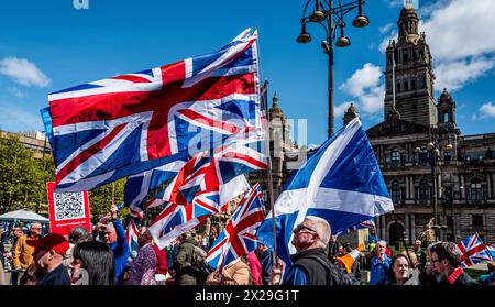 Anti-Unabhängigkeitsdemonstration am George Square, Glasgow - 20. April 2024 Stockfoto