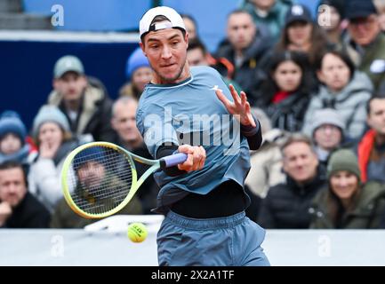 München, Deutschland. April 2024. Tennis: ATP Tour - München, Singles, Herren, Finale. Fritz (USA) - Struff (Deutschland). Jan-Lennard Struff in Aktion. Quelle: Sven Hoppe/dpa/Alamy Live News Stockfoto