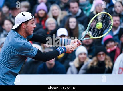 München, Deutschland. April 2024. Tennis: ATP Tour - München, Singles, Herren, Finale. Fritz (USA) - Struff (Deutschland). Jan-Lennard Struff in Aktion. Quelle: Sven Hoppe/dpa/Alamy Live News Stockfoto