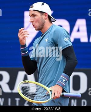 München, Deutschland. April 2024. Tennis: ATP Tour - München, Singles, Herren, Finale. Fritz (USA) - Struff (Deutschland). Jan-Lennard Struff in Aktion. Quelle: Sven Hoppe/dpa/Alamy Live News Stockfoto