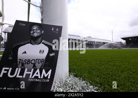 Craven Cottage, Fulham, London, Großbritannien. April 2024. Premier League Football, Fulham gegen Liverpool; Spieltagsprogramm Guthaben: Action Plus Sports/Alamy Live News Stockfoto