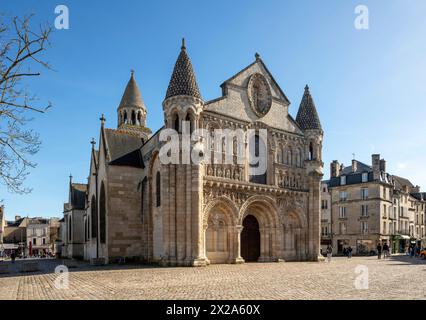 Poitiers, ehemalige Kollegiatskirche Notre-Dame-la-Grande, Westfassade Stockfoto