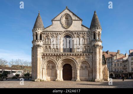 Poitiers, ehemalige Kollegiatskirche Notre-Dame-la-Grande, Westfassade Stockfoto