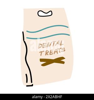 Hundeschlitten von Keksnacks und Kaustäbchen im Paket, Vektor-Illustration. Stock Vektor