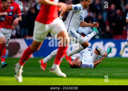 Kopenhagen, Dänemark. April 2024. Superliga-Spiel zwischen dem FC Kopenhagen und Silkeborg IF in Parken in Kopenhagen Sonntag, 21. April 2024. (Foto: Ida Marie Odgaard/Scanpix 2024) Credit: Ritzau/Alamy Live News Stockfoto