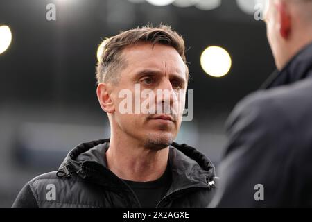 Sky Sports Pundit Gary Neville vor dem Spiel der Premier League in Craven Cottage, London. Bilddatum: Sonntag, 21. April 2024. Stockfoto