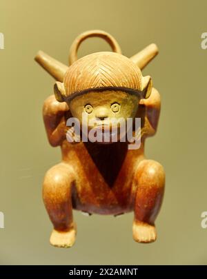 Terrakotta-Statuette aus präkolumbianischen Zivilisation, Museo del Oro, Goldmuseum, Bogota, Cundinamarca, Kolumbien, Südamerika Stockfoto