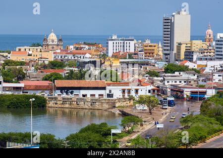 Ansichten aus dem Castillo San Felipe, Cartagena de Indias, Bolivar, Kolumbien, Südamerika Stockfoto