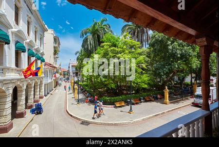 Plaza de Bolivar, Cartagena de Indias, Bolivar, Kolumbien, Südamerika Stockfoto