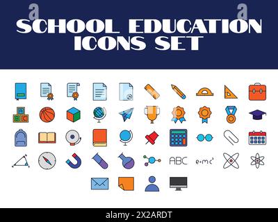 Schule Symbole Set Vektor Illustration Bildung Symbol Schüler Vektor Stock Vektor