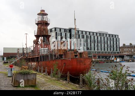 North Carr – das letzte verbliebene schottische Leuchtschiff im Trockendock in Dundee, Schottland, Großbritannien Stockfoto