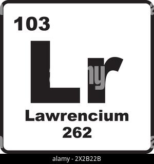 Symbol für die Lawrencium-Chemie, chemisches Element im Periodensystem Stock Vektor