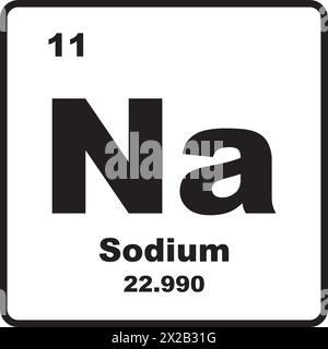 Natrium-Symbol, chemisches Element im Periodensystem. Stock Vektor