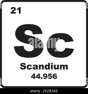 Scandium-Symbol, chemisches Element im Periodensystem. Stock Vektor