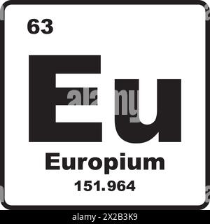 Europium-Symbol, chemisches Element im Periodensystem Stock Vektor