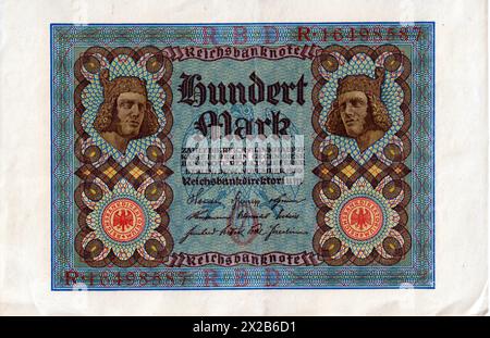 100 Hundert-Mark-Banknote, 1922 Stockfoto