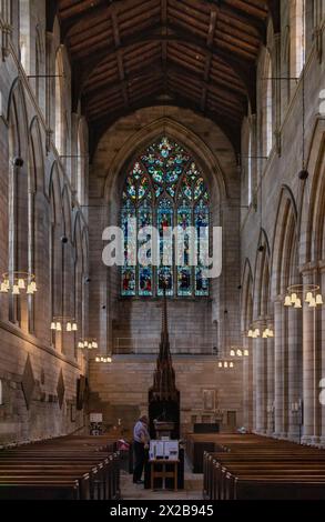 Hexham Abbey ist eine denkmalgeschützte Kirche, die St. Andrew in der Stadt Hexham, Northumberland, im Nordosten Englands gewidmet ist. Stockfoto